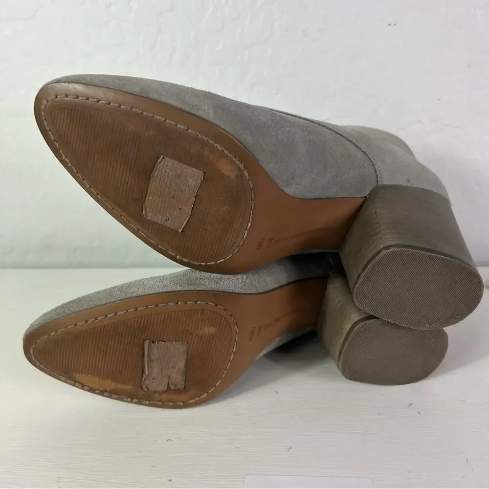 French connection Boots Womens 11 Gray Dinah Suede Leather Block heeled lace Up
